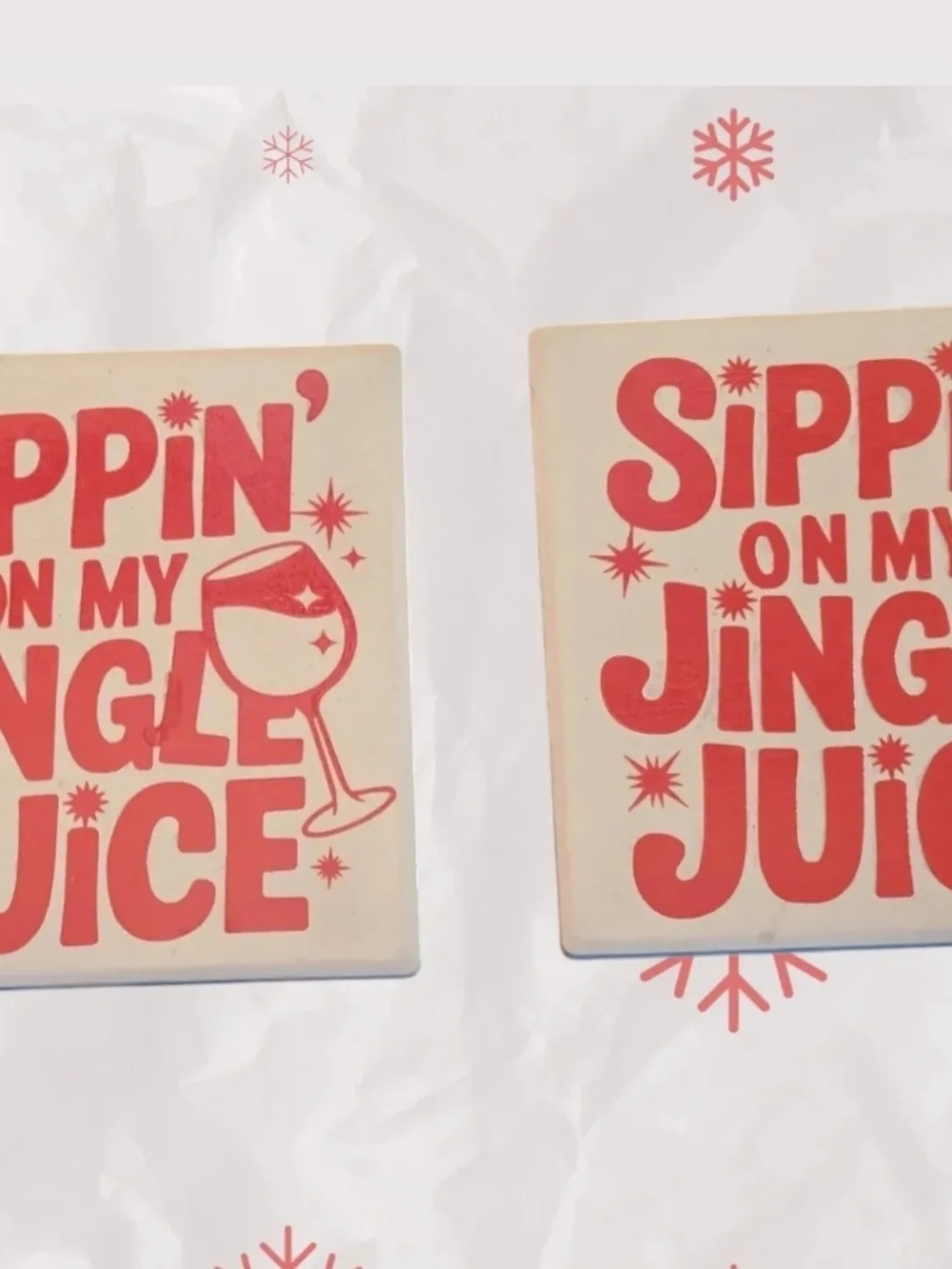 Holiday Ceramic Coasters - 'Sippin' On My Jingle Juice' - Red